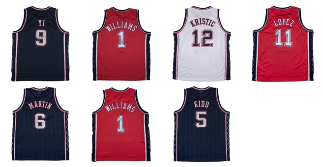 Lot of (7) New Jersey Nets Signed Jerseys Including Williams, Krstic & Yi (Arenas LOA & Beckett)